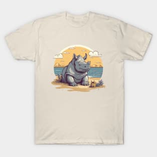 Rhino Chilling on the Beach T-Shirt